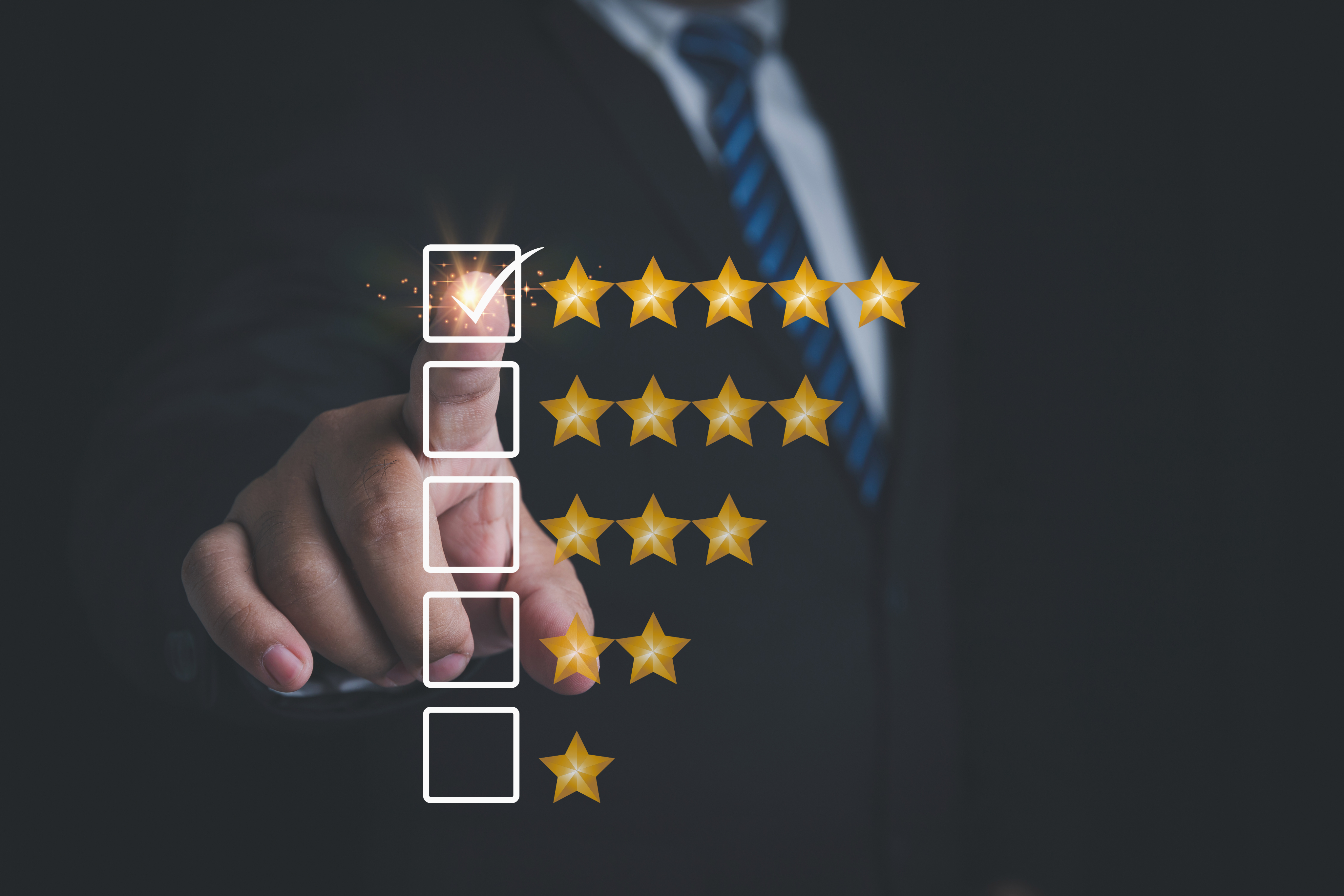 Hand selecting star ratings